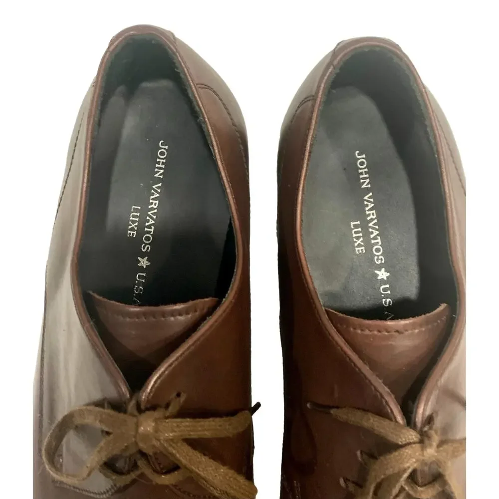 John Varvatos Luxe Lace Up Leather Oxfords Brown | Men 9.5 EUC